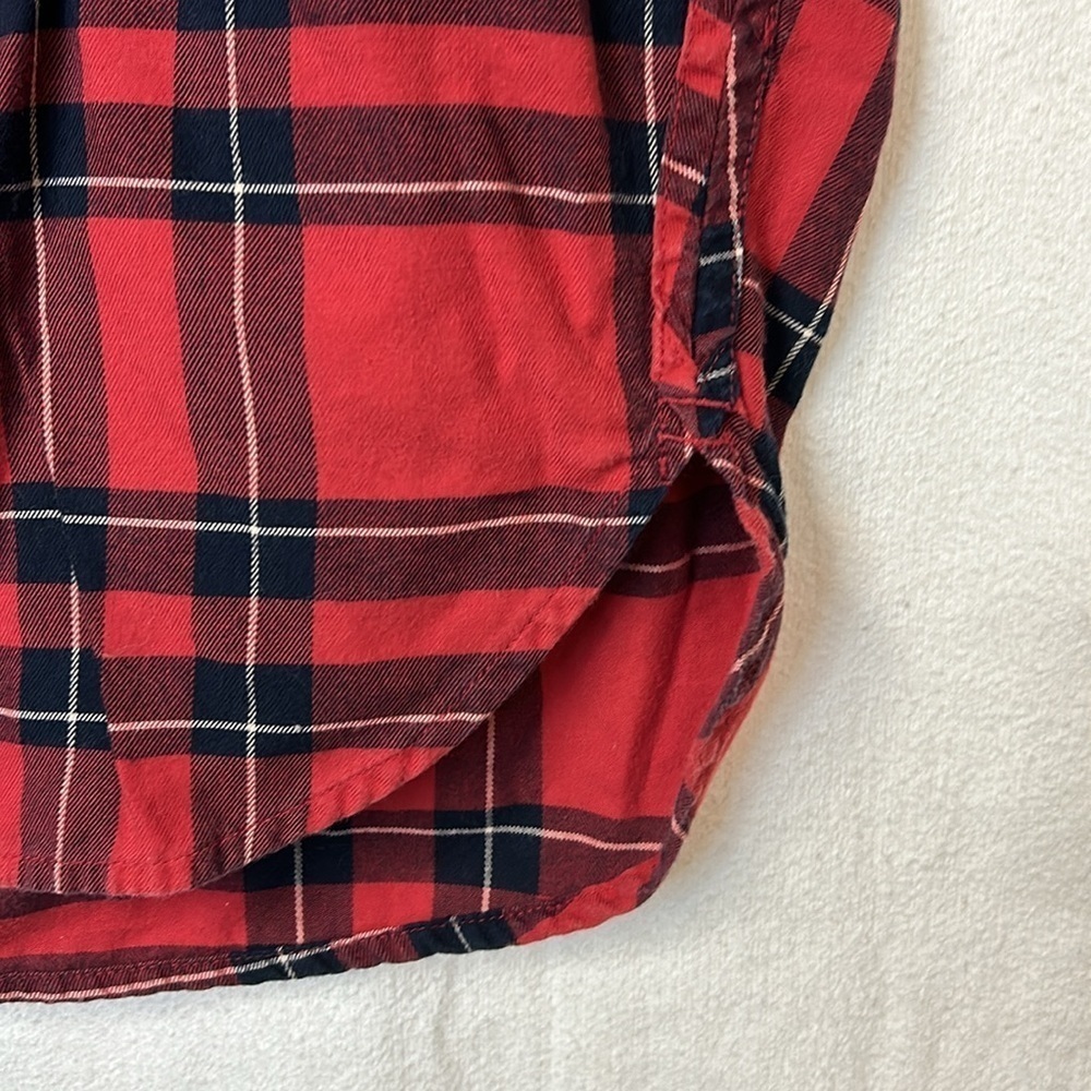 Madewell Women’s Top Size M Red Black Plaid Sleeveless Button Front 100% Cotton - Picture 5 of 10